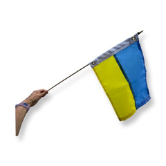 12x18 inch Ukrainian sewn Flag on a Stick.
