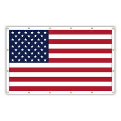 American flag with stars and stripes on a white background 20x30 feet with full framed header