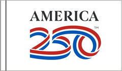 ogo with 'AMERICA' and number '250' in red and blue on a white background