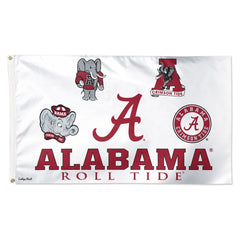 Alabama Crimson Tide College Vault Logo Collage Flag - Deluxe 3x5 ft - Made in USA