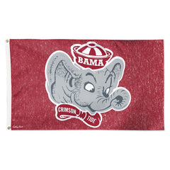 Alabama Crimson Tide College Vault Vintage Elephant Head Flag - Deluxe 3x5 ft - Made in USA