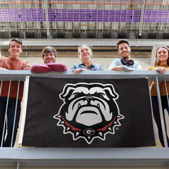 Georgia Bulldogs Bulldog Head Black Flag - Deluxe 3x5 ft - Made in USA