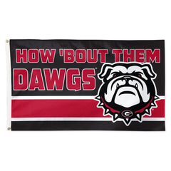 Georgia Bulldogs How 'Bout Them Dawgs Black Slogan Flag - Deluxe 3x5 ft - Made in USA
