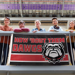 Georgia Bulldogs How 'Bout Them Dawgs Black Slogan Flag - Deluxe 3x5 ft - Made in USA