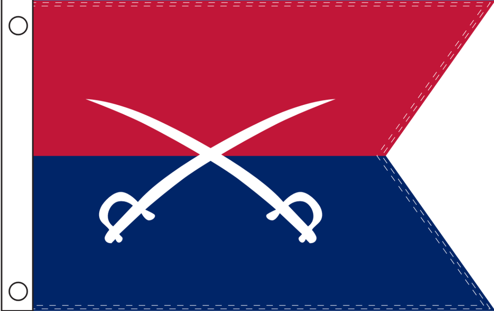 3x5 Custer Headquarters Cotton Flag red over blue crossed sabers design
