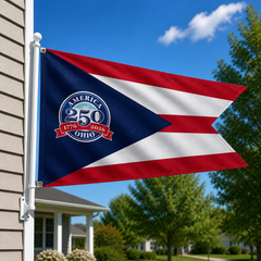 3x5 ft Ohio 250 Commemorative Flag on a pole