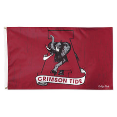 Alabama Crimson Tide College Vault Elephant & Block A Flag - Deluxe 3x5 ft - Made in USA