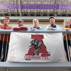 Alabama Crimson Tide College Vault Elephant & Block A Flag - White Background - Deluxe 3x5 ft - Made in USA
