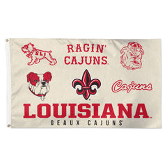 Louisiana Ragin' Cajuns Vintage Collegiate Flag – 1901–2000s Era Logos – Deluxe 3x5 Made in USA