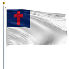 Christian Flag-Nylon Appliqué - Indoor - with Pole Hem (USA Made)