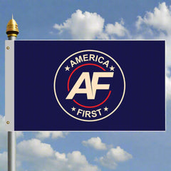 America AF First flag on blue background