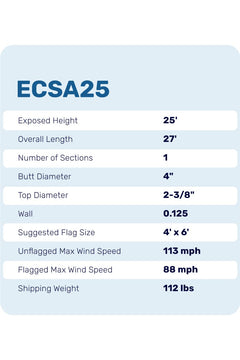 25ft Premium Flagpole - ECSA25