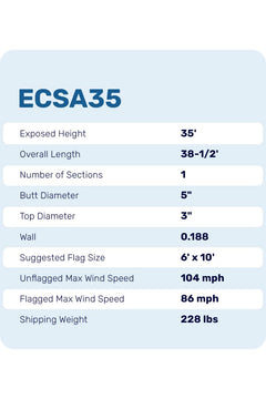 35ft Premium Flagpole - ECSA35
