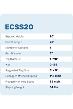 20ft Premium Flagpole - ECSS20