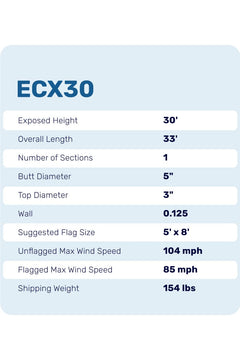 30ft Premium Flagpole - ECX30