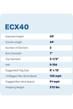 40ft Premium Flagpole - ECX40