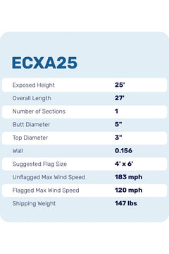 25ft Heavy Duty Flagpole - ECXA25