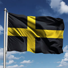 Flag of St David flying on a pole