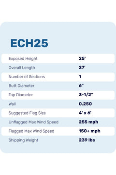 25ft Hurricane Flagpole Package - ECH25
