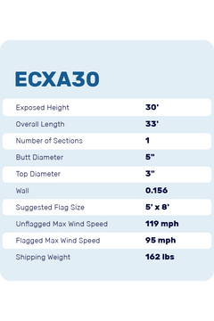 30ft Premium Flagpole - ECXA30