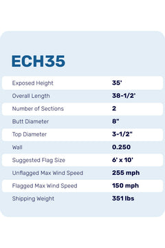 35ft Hurricane Flagpole - ECH35