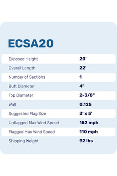 20ft Premium Flagpole - ECSA20