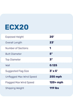 20ft Heavy Duty Flagpole - ECX20