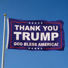 Thank You Trump God Bless America Flag Blue Commercial Sizes Made in USA