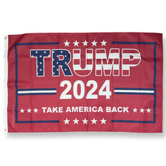 Trump 2024 Take America Back Red White & Blue Flag - Made in USA