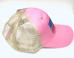 USA Cap Pink Mesh Back Embroidered Cap