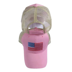 USA Cap Pink Mesh Back Embroidered Cap
