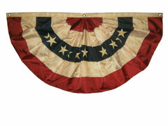 3X6 Vintage Tea Stained American Pleated Bunting Fan USA 3x6 feet Experly Printed With Pleats
