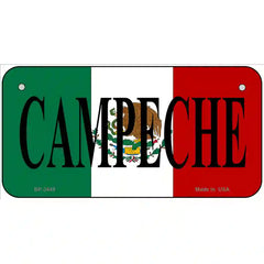 Campeche on Mexico Flag Metal Novelty License Plate 6" x 3" (BP)