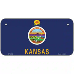 Kansas State Flag Metal License Plate 6" x 3" (BP)