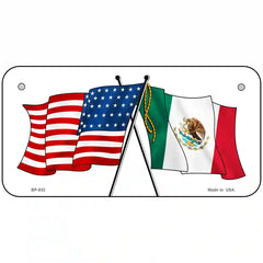 United States Mexico Flag Metal Novelty License Plate 6" x 3" (BP)