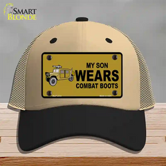 Son Wears Combat Boots Novelty License Plate Hat Mesh / Khaki|Black