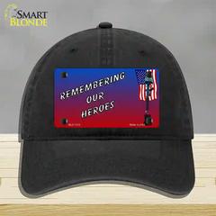 Remembering Our Heroes Novelty License Plate Hat Unconstructed Cotton / Black