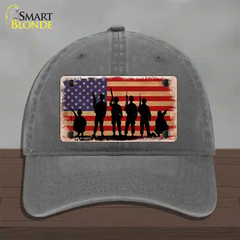 Military Soldiers American Flag Novelty License Plate Hat Tag Unconstructed Cotton / Charcoal