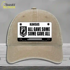 Kansas POW MIA Some Gave All Novelty License Plate Hat Unconstructed Cotton / Khaki