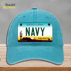 Navy Arizona Novelty License Plate Hat Tag Unconstructed Cotton / Lake Blue