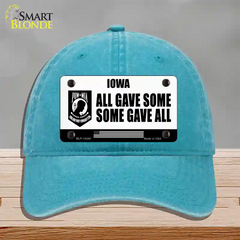 Iowa POW MIA Some Gave All Novelty License Plate Hat Unconstructed Cotton / Lake Blue