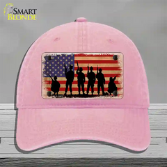 Military Soldiers American Flag Novelty License Plate Hat Tag Unconstructed Cotton / Pink