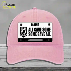 Maine POW MIA Some Gave All Novelty License Plate Hat Unconstructed Cotton / Pink