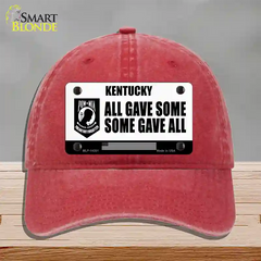 Kentucky POW MIA Some Gave All Novelty License Plate Hat Unconstructed Cotton / Red