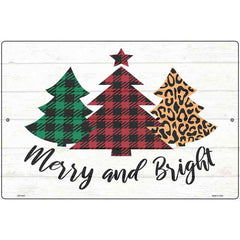 Merry And Bright Christmas Tree Novelty Metal Parking Sign 12" x 18" (LGP)