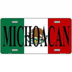 Michoacan on Mexico Flag Metal Novelty License Plate 12" x 6" (LP)