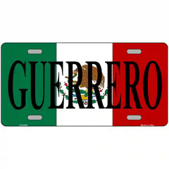Guerrero on Mexico Flag Metal Novelty License Plate 12" x 6" (LP)