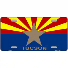 Tucson Arizona State Flag Metal License Plate 12" x 6" (LP)