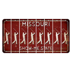 Missouri Maroon Show Me State Cut License Plate Strips (Set of 8) Male Golfer