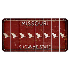 Missouri Maroon Show Me State Cut License Plate Strips (Set of 8)